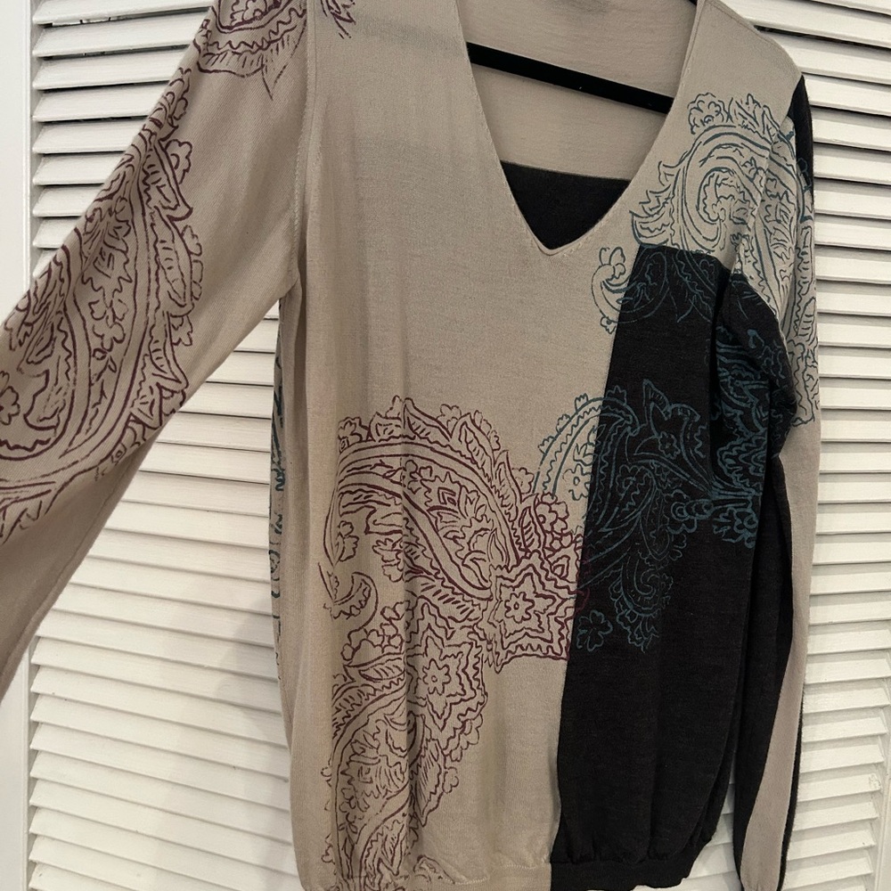 Etro Beige fine Knit long sleeve Top